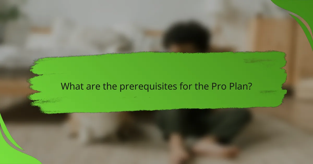 What are the prerequisites for the Pro Plan?